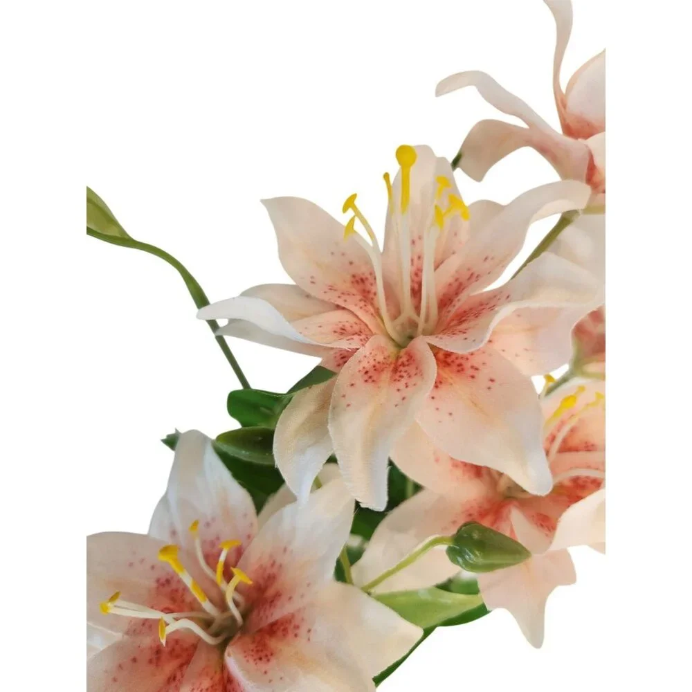 Luxury Artificial Asiatic Lily Stem 27 Inch | Blush Pink and White Faux Lily | D